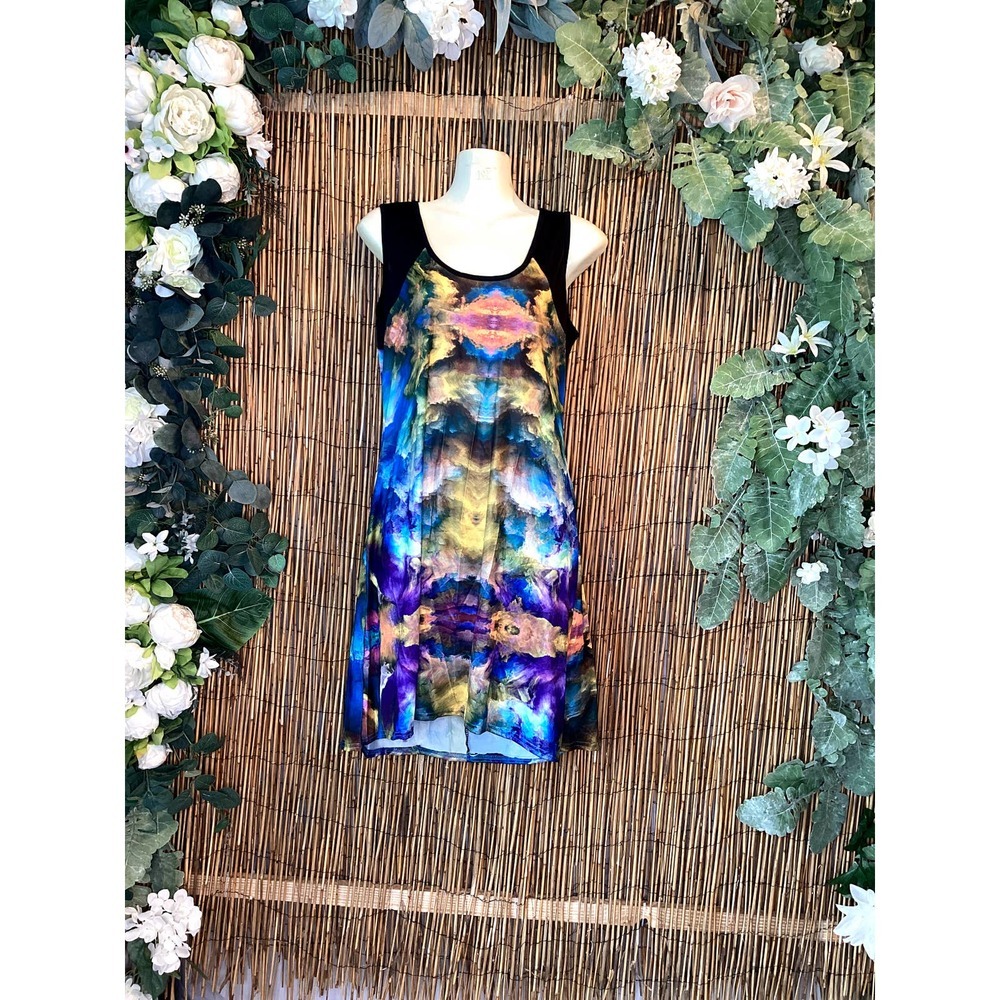 Water Color Print Sleeveless Fit & Flare Dress